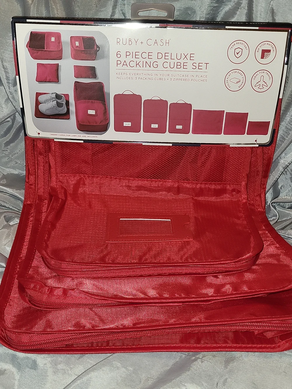 RUBY + CASH Red 6-Piece Deluxe Packing Cube Set Rt Ls
